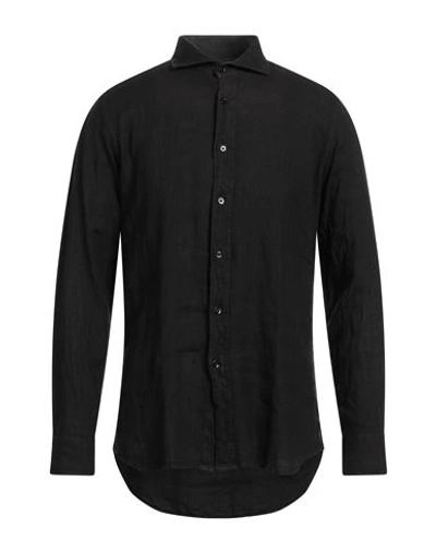 Shop Bagutta Man Shirt Black Size 15 ¾ Linen