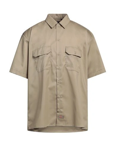 Shop Dickies Man Shirt Khaki Size Xs Polyester, Cotton In Beige