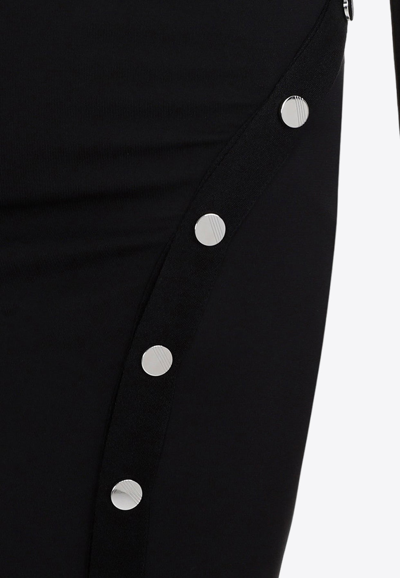 Shop Attico Asymmetric Snap-detailed Midi Dress In Black