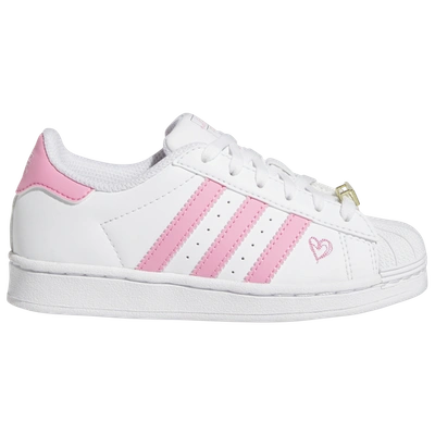 Shop Adidas Originals Girls  Superstar In White/pink