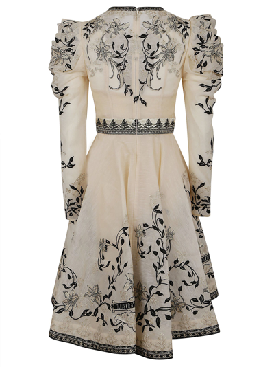 Shop Zimmermann Lyrical Embroidery Mini Dress In Bcgc Book Cover Gold Cream