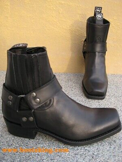 Pre-owned Sendra Boots 8286 Bikerboots Farmer Stiefel Schwarz Leder Handmade Gr. 40 Bis 46