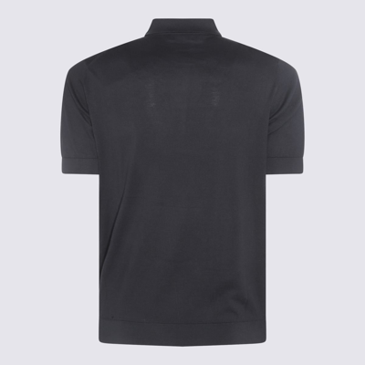Shop Lardini Navy Blue Cotton Polo Shirt