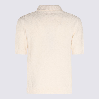 Shop Maison Margiela Cream Cotton Blend Polo Shirt In Beige