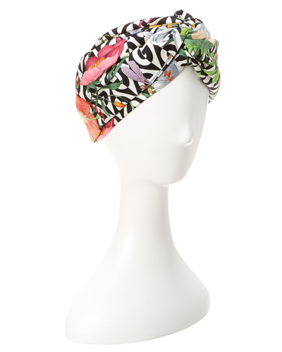 Shop Gucci Flora & G Rhombus Print Silk Headband In White