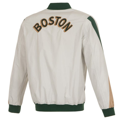 Shop Jh Design Cream Boston Celtics 2023/24 City Edition Nylon Full-zip Bomber Jacket