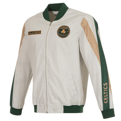 Shop Jh Design Cream Boston Celtics 2023/24 City Edition Nylon Full-zip Bomber Jacket