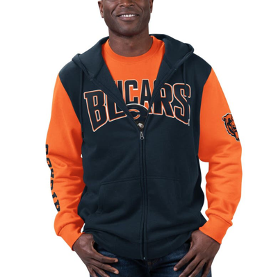 Shop G-iii Sports By Carl Banks Navy/orange Chicago Bears T-shirt & Full-zip Hoodie Combo Set
