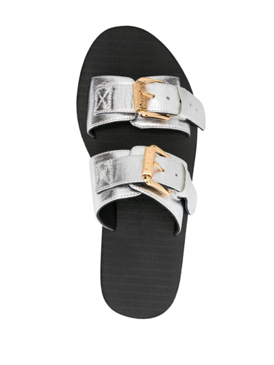 Shop Moschino Sandals In Silver