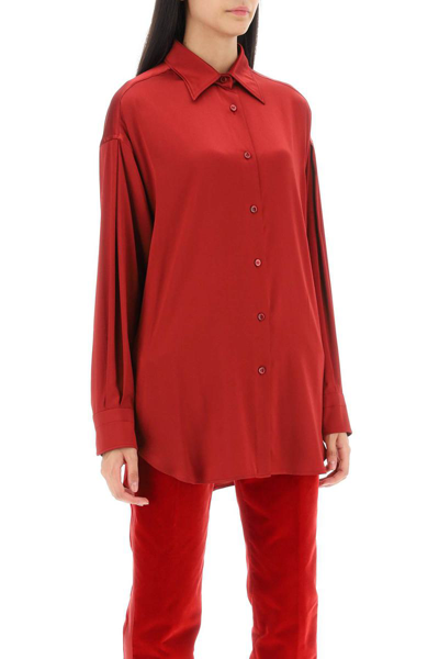 Shop Tom Ford Stretch Silk Satin Shirt In Red