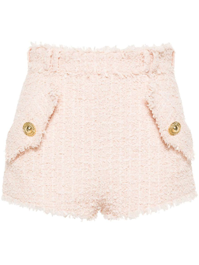 Shop Balmain Shorts In Nude Pink