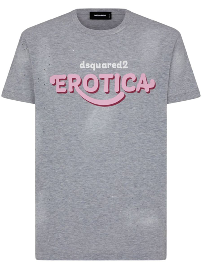 Dsquared2 Crew Neck Jersey T-shirt With Distressed Effect In Grey