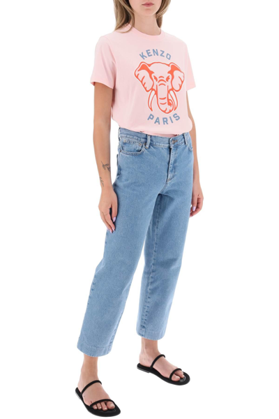 Shop Kenzo T-shirt With 'elephant' Print In Pink