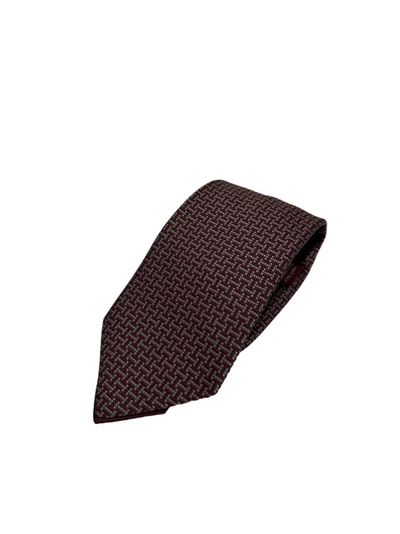 Pre-owned Hermes Hit Bordeaux Tie In Black