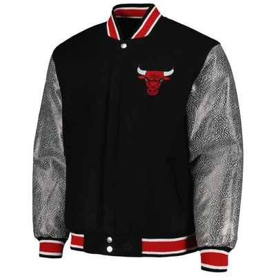 Shop Jh Design Black Chicago Bulls Reversible Melton Full-snap Jacket