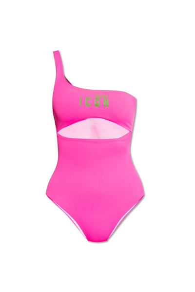 Shop Dsquared2 Be Icon One Piece Swimsuit In Pink