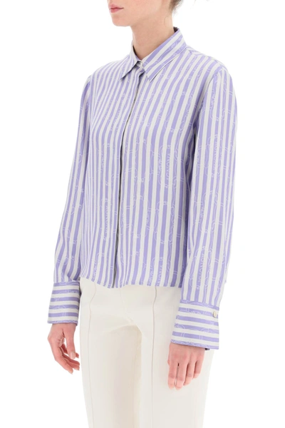 Shop Agnona Striped Shirt With Ribbon Motif