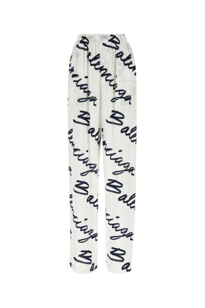 Shop Balenciaga Woman Printed Viscose Scribble Pyjama Pant In Multicolor