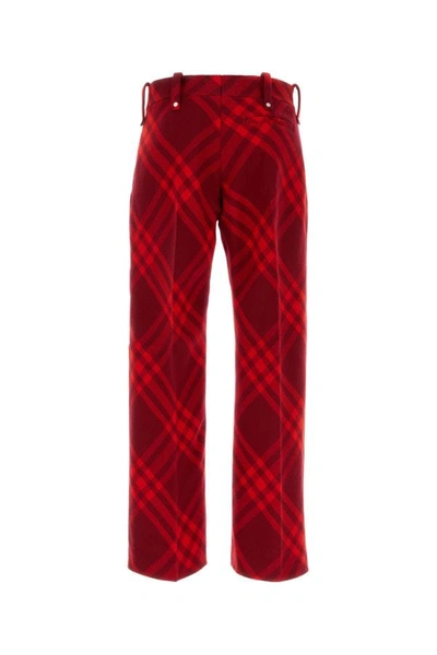 Shop Burberry Man Embroidered Wool Pant In Multicolor