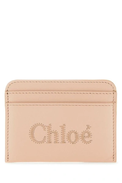 Shop Chloé Chloe Woman Antiqued Pink Leather Sense Card Holder