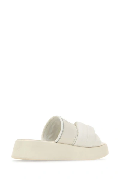 Shop Chloé Chloe Woman White Fabric And Leather Mila Slippers
