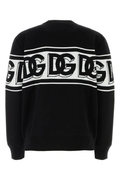 Shop Dolce & Gabbana Man Black Stretch Polyester Blend Sweater