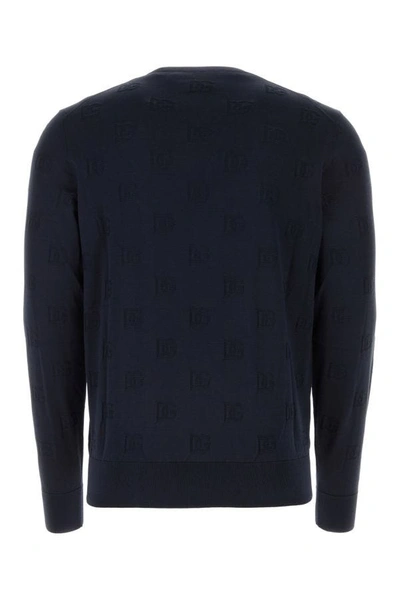 Shop Dolce & Gabbana Man Dark Blue Silk Sweater