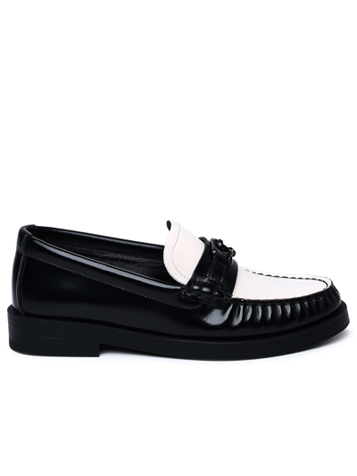 Shop Jimmy Choo Woman  Two-tone Leather Loafers In Black