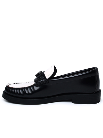 Shop Jimmy Choo Woman  Two-tone Leather Loafers In Black