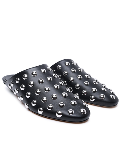 Shop Khaite Woman Black Leather Slippers