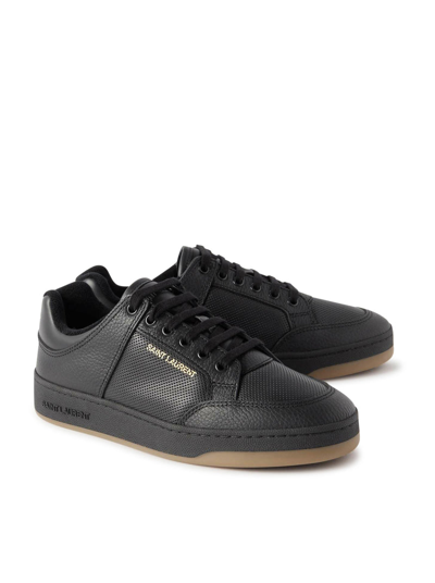 Shop Saint Laurent Men Sl/61 Perforated Leather Sneakers In Black