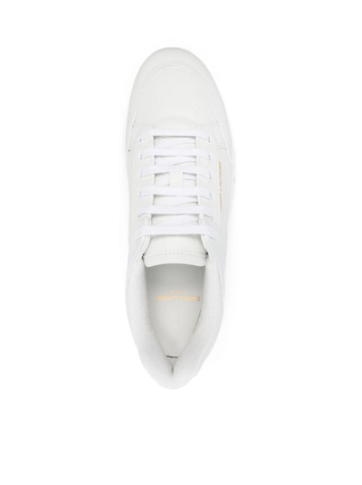 Shop Saint Laurent Men Sl/61 Perforated Leather Sneakers In White