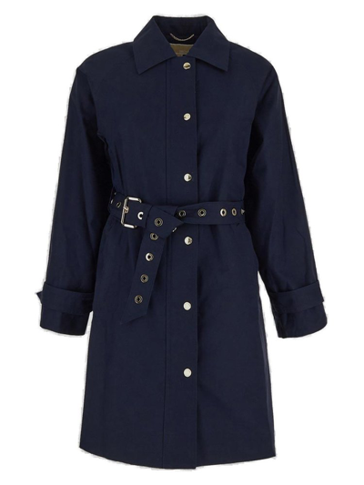 Shop Michael Michael Kors Belted Twill Trench Coat In Navy