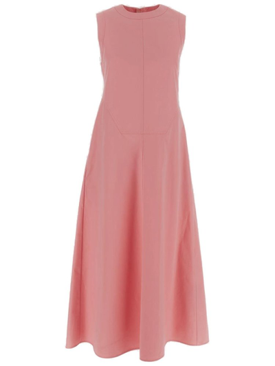 Shop Jil Sander Panelled Sleeveless Poplin Maxi Dress In Pink