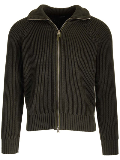 Shop Tom Ford Zipped Ribbed In Grey