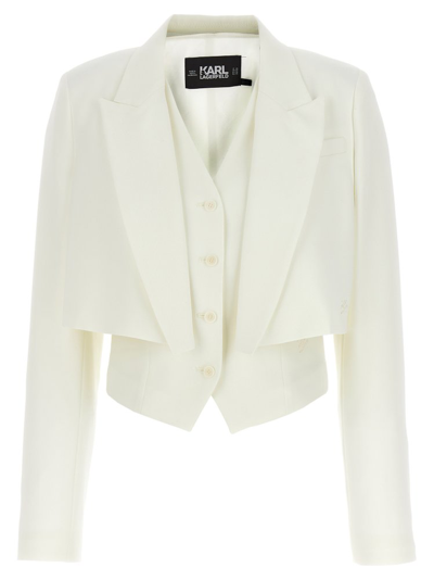 Shop Karl Lagerfeld Tailored Transformer Jacket In White