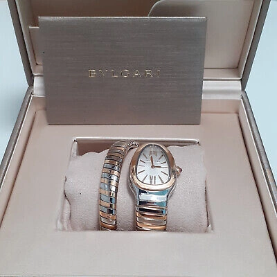 Pre-owned Bvlgari Full Set Bulgari Serpenti Steel 18k Rose Gold 35mm S Quartz Watch 103708 Sp35spg
