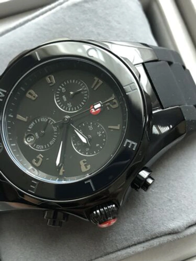 Pre-owned Michele (on Sale) In Box Black  Jelly Bean Watch Mww12f000104 Retail $495
