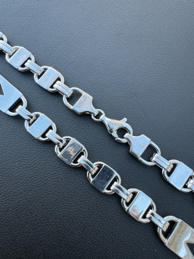 Pre-owned Harlembling Moissanite Iced Valentino Mariner Chain Real 925 Silver Necklace Bracelet 10mm In White
