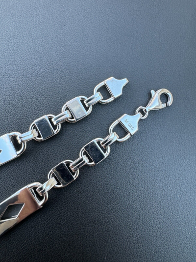 Pre-owned Harlembling Moissanite Iced Valentino Mariner Chain Real 925 Silver Necklace Bracelet 10mm In White