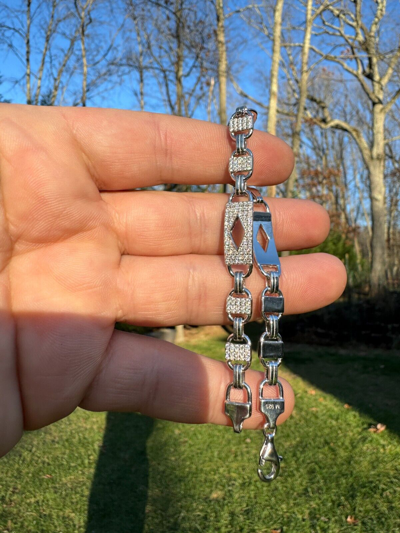 Pre-owned Harlembling Moissanite Iced Valentino Mariner Chain Real 925 Silver Necklace Bracelet 10mm In White