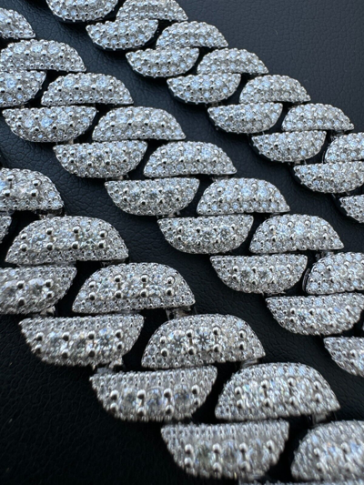 Pre-owned Harlembling Moissanite Real Miami Cuban Prong Link Iced Hip Hop 925 Silver Bracelet 7-9" In White