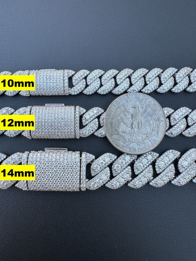 Pre-owned Harlembling Moissanite Real Miami Cuban Prong Link Iced Hip Hop 925 Silver Bracelet 7-9" In White