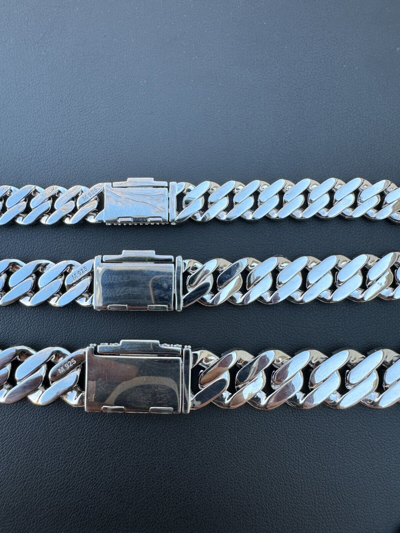Pre-owned Harlembling Moissanite Real Miami Cuban Prong Link Iced Hip Hop 925 Silver Bracelet 7-9" In White