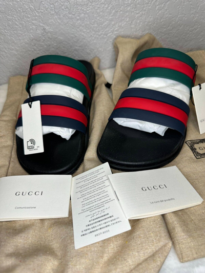 Pre-owned Gucci Agrado Grg Rubber Slide Sandals, 692381 J8710 8499, Size 8,
