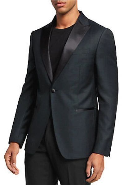 Pre-owned Zegna Z  Mens Peak Satin Lapel Wool Tuxedo Jacket 36 Short Green It 46 $1345