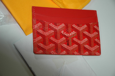 Pre-owned Goyard Red Ine Canvas & Vauzelles Calfskin Saint-sulpice Card Holder