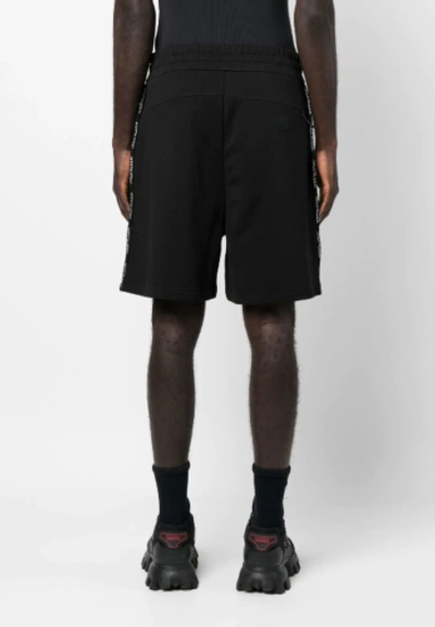 Pre-owned Moncler Men Sweat Shorts Bermuda Logo Trim Zipper Pocket Drawstrings Black