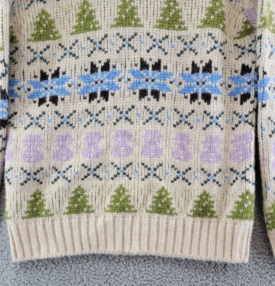 Pre-owned Nn07 Stein Holiday Wool Blend Sweater Men's M Ecru Multi Crewneck Pullover L/s In White