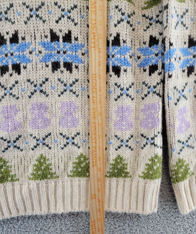 Pre-owned Nn07 Stein Holiday Wool Blend Sweater Men's M Ecru Multi Crewneck Pullover L/s In White